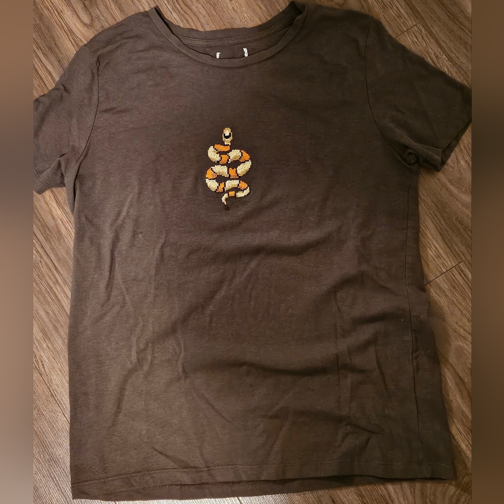 HANDMADE Cross Stitch Snake Shirt - Picture 3 of 4